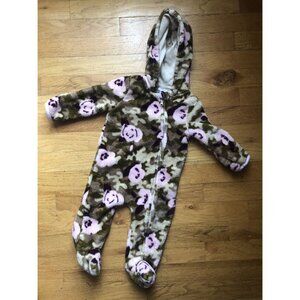 Floral Camo 3-6M Zip Up Fleece One Piece Little Beginnings